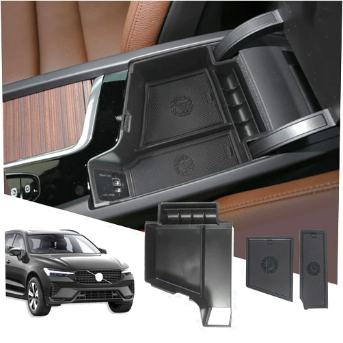 SXCY Fit for 2018-2022 2023 2024 Volvo XC60 XC90 Center Console Tray for 2022 2023 2024 XC60 XC90 Accessories Console Organizer for 2023 2024 XC60 Armrest Storage Console Organizer Fit 2024 XC60 XC90