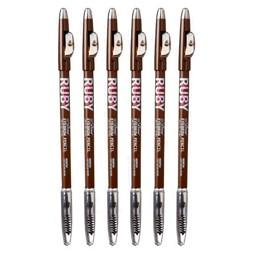 KISS Ruby Kisses GoBrow Eyebrow Pencil, Sharpenable, Longwear, Long Lasting Eyebrow Wooden Pencil for Natural-Looking Brows 6 PACK (Medium Brown)