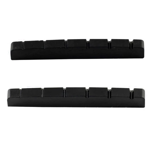 Musiclily Pro Urea Resin Plastic Slotted 42mm Strat Tele Electric Guitar Nuts Flat Bottom for 6-string Fender Stratocaster/Telecaster, Black (Set of 2)