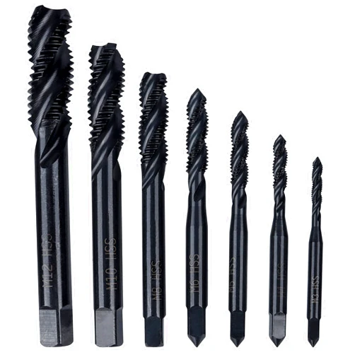Yakamoz 7 Pcs Nitriding Coated Spiral Flute Tap Set Metric Thread Taps M3 M4 M5 M6 M8 M10 M12 Machine Screw Tap and Drill Tapping Threading Tool