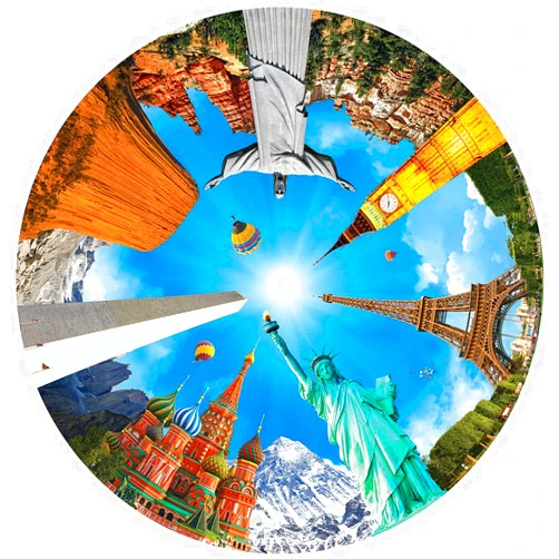 A Broader View Legendary Landmarks Round Table Puzzle - 500 Pieces, Jigsaw Puzzles For Adults & Kids, Suitable For Groups Of 2 Or More, Everyone Gets The Best Seat At The Table, Incl. 12x12” Poster