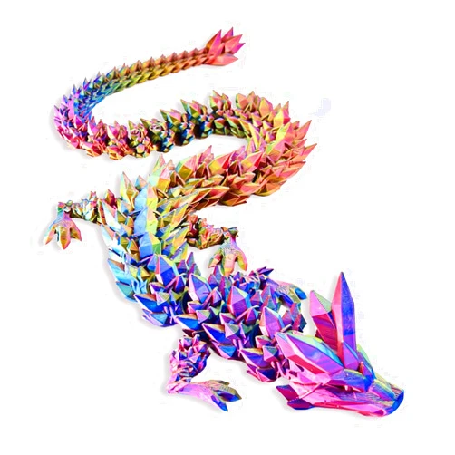 Home&Husky 3D Printed Dragon Fidget Toy, Full Articulated Dragon Crystal Dragon, Home Office Decor Executive Desk Toys, Fidget Toys for ADHD (Color 1)
