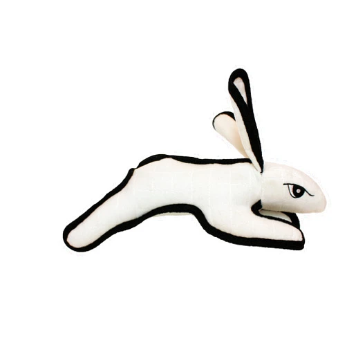 TUFFY - World's Tuffest Soft Dog Toy - Barnyard White Rabbit - Squeakers - Multiple Layers. Made Durable, Strong & Tough. Interactive Play (Tug, Toss & Fetch). Machine Washable & Floats