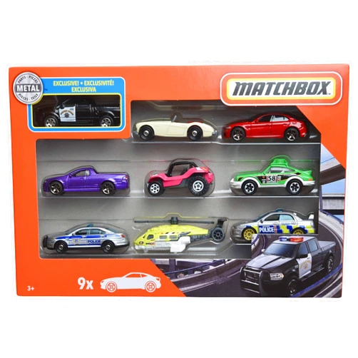 Matchbox 9 Car Gift Pack, Black Highway Patrol