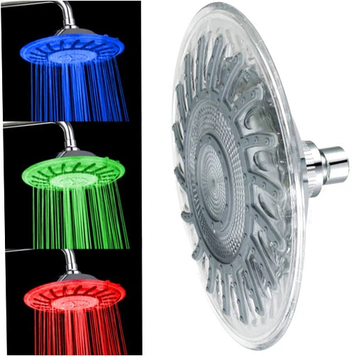 BENHAI LED Round Shower Head , 8 Inch Fixed Showerheads Temperature Control Shower 3 Colour Changing Water Flow Powered Relying on Water Pressure to Drive Self-generation Without Power Easy Installation