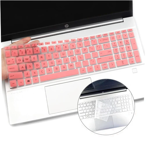I-Tensodo 2 PCS Keyboard Cover for 2022 HP Pavilion & HP Laptop 15-eg 15-eh 15-er 15-eg0073/1073cl 15-eg1053cl eg0070wm eg0021nr eg0025nr 15-eh1085CL eh1052/1070wm eh1010nr 15-er0056cl er0151nr-Pink+Clear