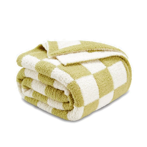 CozeCube Checkered Blanket, Ultra Soft Cozy Sage Green Checkered Throw Blanket, Warm Fluffy Checkerboard Throw Blanket, Sage Green and White Checkered Blanket for Couch Bed Sofa, 50x60 Inches