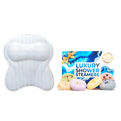 KANDOONA ZenTyme Moments Luxury Bath Pillow | 6-Pack Aromatherapy Shower Steamer Gift Set for Relaxation