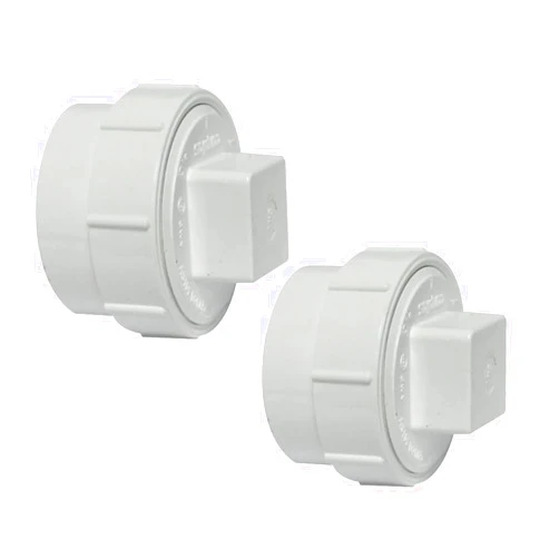 Canplas 193702AS PVC Female Cleanout Adapter with Plug, 2-Inch, White (Pack of 2)