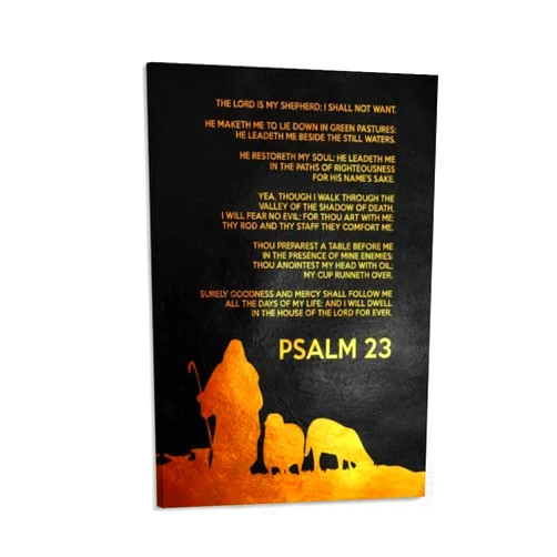 SNUSAZT Psalm 23 Christian Bible Quotes Christian Art Vintage Poster Canvas Poster Bedroom Decor Office Room Decor Gift Frame-style 08x12inch(20x30cm)
