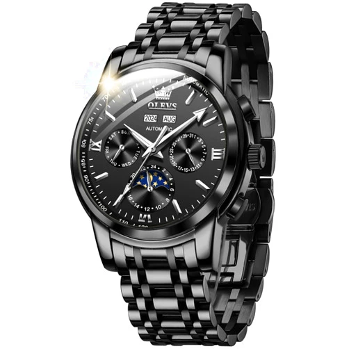OLEVS Mens Automatic Watches Skeleton Mechanical Self Winding Luxury Fashion Dress Wrist Watch Luminous Waterproof