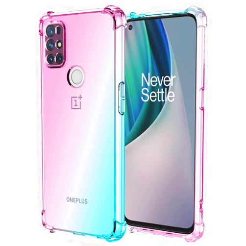 Lmposla for Oneplus Nord N10 5G Case,1+ Nord N10 5G Case, for Girls Women Shockproof Slim Ultra-Thin Flexible TPU Soft Rubber Silicone Airbag Case Cover for Oneplus Nord N10 5G (Pink/Teal)