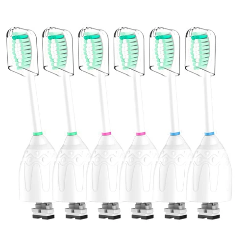 HAPPYMOMO Toothbrush Heads for Philips Sonicare Replacement Brush Heads Medium Soft DuPont Bristles Electric Toothbrush Replacement Heads Fit E-Series Essence Xtreme Elite Advance and CleanCare, 6 Pack