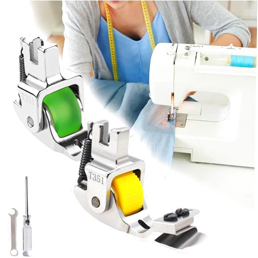 VALHMKT Versatile Adjustable Rolled Hemmer Presser Foot, Multi-Function Invisible Zipper Guide Hem Foot, Universal Sewing Machine Presser Feet Tool, Sewing Machine Accessories Hemming Tool(2pcs)