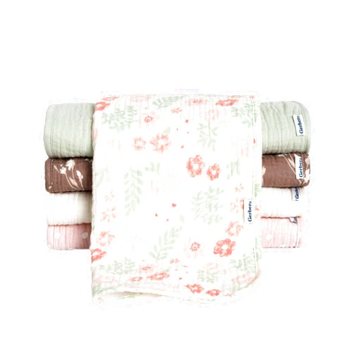 Gerber Baby Unisex Muslin Burp Cloths 5-Pack, Multi Pink Floral, Large Size 20