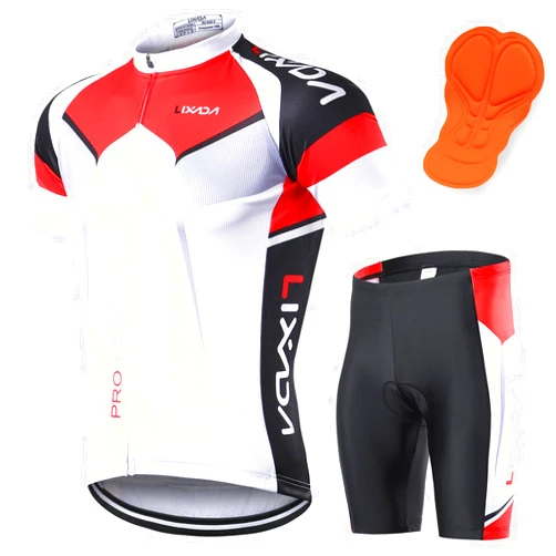 Lixada Men's Cycling Jersey Short Sleeve with Padded Shorts Quick-Dry Summer Short Bike Clothing Bicycle Shirts Pants Set