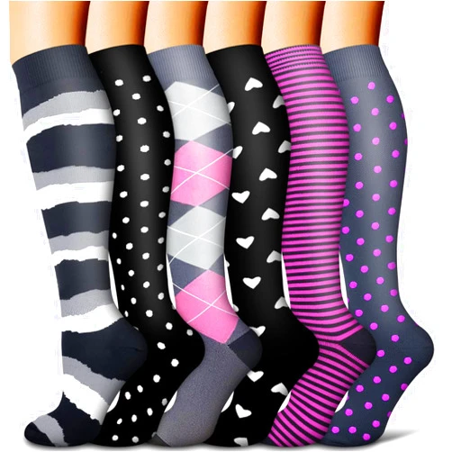 COOLOVER Copper Compression Socks for Women and Men(6 Pairs)-Best Support for Running, Athletic, Travel