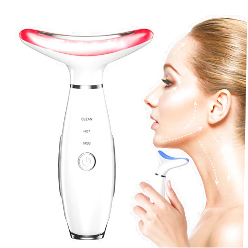 NUAKENE Neck Face Beauty Device, Skin Care Face Massage,3 in 1 Facial Massager, Face Sculpting Tool with Thermals, Vibration (White)