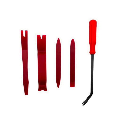 Ohleats 5PCS Auto Trim Removal Tool Kit, No Scratch Plastic Pry Tool Kit for Car Panel Audio Dashboard Dismantle, Automotive Interior Trim Molding Fastener Remover, Car Accessories (Red)