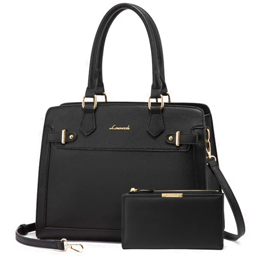 LOVEVOOK Purses and Handbags for Women, Tote Shoulder Bag Satchel Black Purse and PU Leather Top Handle for ladies