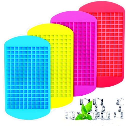 Telodyme 4Pack Mini Ice Cube Trays,640 Silicone Small Ice Cube Molds,Flexible Easy Release Mini Ice Tray,Tiny Crushed Ice Cube for Chilling Cocktails Juices Whiskey Coffee Drinks,4 Colors