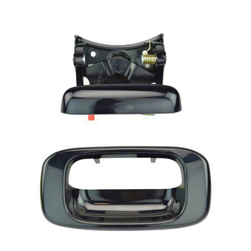 TRQ Tailgate Handle and Bezel SET Smooth Black for 99-06 Chevy GMC Silverado Sierra