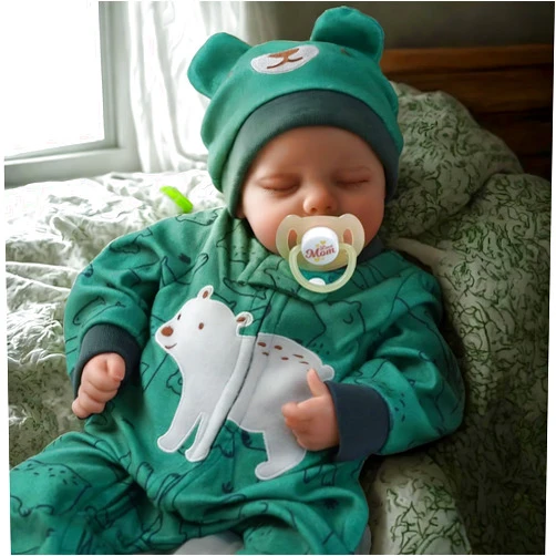 JIZHI Realistic Reborn Baby Dolls Boy, 17 Inch Lifelike Newborn Baby Dolls Full Vinyl Body Poseable Real Life Baby Dolls with Feeding Kit Gift Box for Kids Age 3+