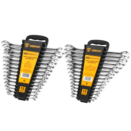 DEKOPRO Combination Wrench Set, SAE&Metric, 30-piece, 1/4'' to 1'' & 8-22mm, 12-Point, Chrome Vanadium Steel, with Plastic Tray