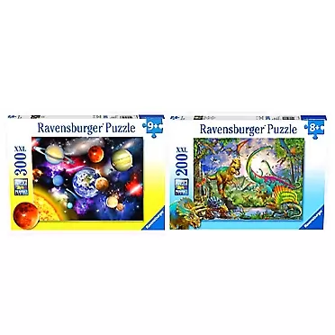 Ravensburger -Solar System - 300 Piece Jigsaw Puzzle for Kids – Every Piece is Unique & Realm of The Giants 200 Piece Jigsaw Puzzle for Kids – Every Piece is Unique, Pieces Fit Together Perfectly Solar System + Realm of the Giants