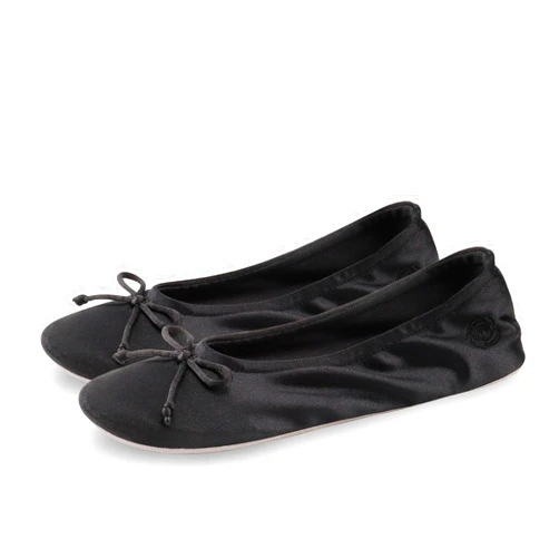 BCTEX COLL Women's Ballerina House Slippers with Bow, Ladies Satin Bedroom Slipper with Suede Sole Indoor