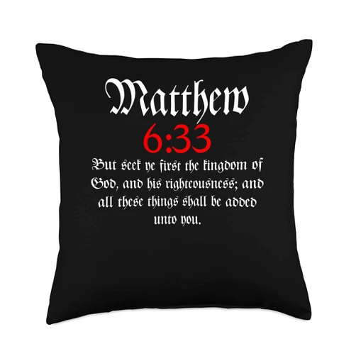 Christian God and Jesus Novelty by Ro Designs Matthew 6:33 | Christian Bible Verse Throw Pillow, 18x18, Multicolor