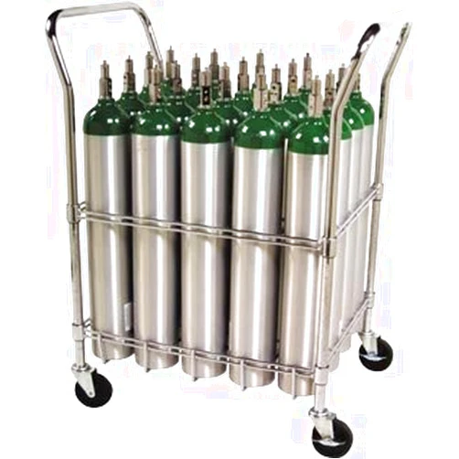 W.T. Farley Inc Oxygen Tank Cart with Heavy Duty casters and Brakes - Holds 20 Size E Oxygen Cylinders