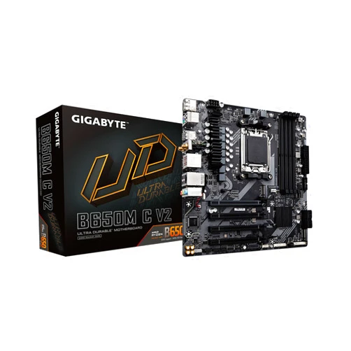 GIGABYTE B650M C V2 (AM5/ LGA 1718/ AMD/ B650/ Micro-ATX/ 5-Year Warranty/ DDR5/ PCIe 4.0 M.2/ PCIe 4.0/ USB 3.2 Gen1 Type-C/ 1GbE LAN/Motherboard) (Renewed)