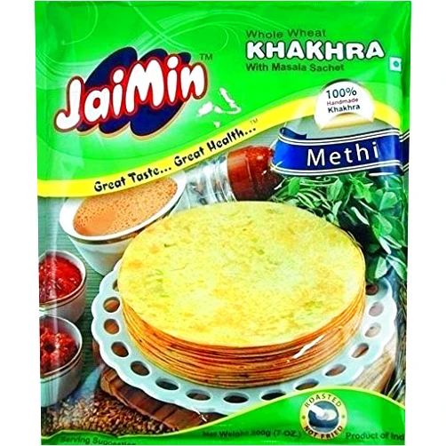 Axppin Jaimin Whole Wheat Methi Khakhra - (fenugreek flavour wheat snack) - 200g (pack of 3)