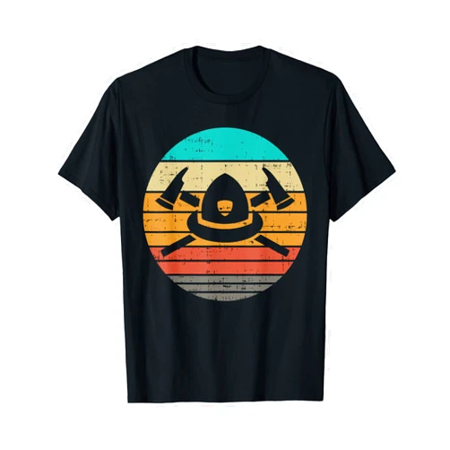 BoredKoalas Wildland Firefighter Shirts Gifts Firefighter Helmet Crossed Axes Retro Wildland Fireman Gift T-Shirt