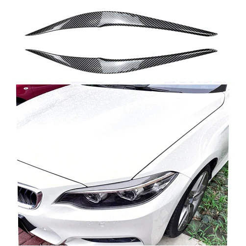 HDirect 2PCS Auto Headlight Eyebrow Cover Trim,Car Headlight Eyebrow Decoration,Eyelids Cover Trim,Compatible With BMW 2 Series F22 F23 2015-2019,Carbon Fiber Pattern