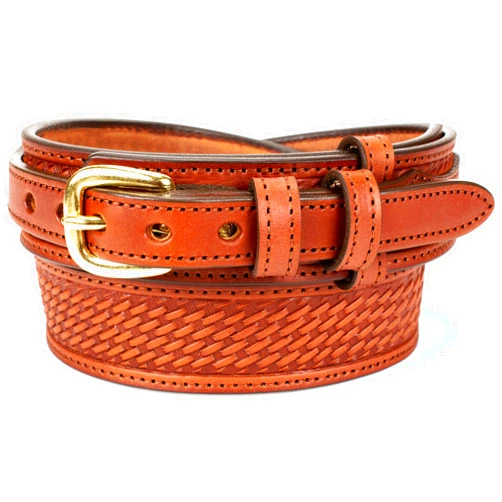 Yoder Leather Company Men's English Bridle Basketweave Ranger Belt