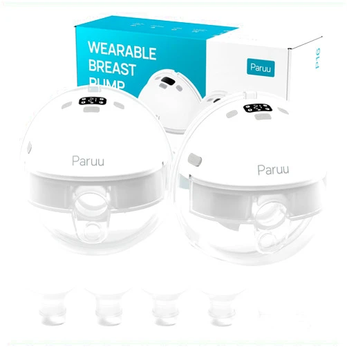 Paruu P16 Hands-Free Electirc Wearable Breast Pump, Strong Suction, Portable Breast Pump, Low Noise, 4 Modes & 12 Levels - 19/21/24mm Insert/Flange, 2 Pack (White)