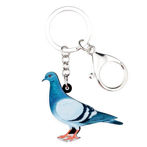 WEVENI Acrylic Cute Pigeon Keychain Charms Bird Keyring Jewelry For Women Girls