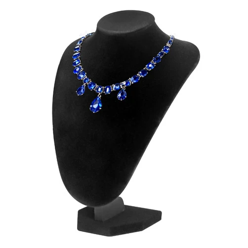 TENINYU Professional 3D Necklace Display Stand, Black Velvet Jewelry Bust Holder, 8.5 Inch Chain Organizer Tower for Home Display (Black)