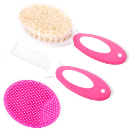 MR LION Baby Hair Brush and Comb Set for Newborns & Toddlers | Natural Soft Goat Bristles | Ideal for Cradle Cap | Perfect Baby Registry Gift (Red)