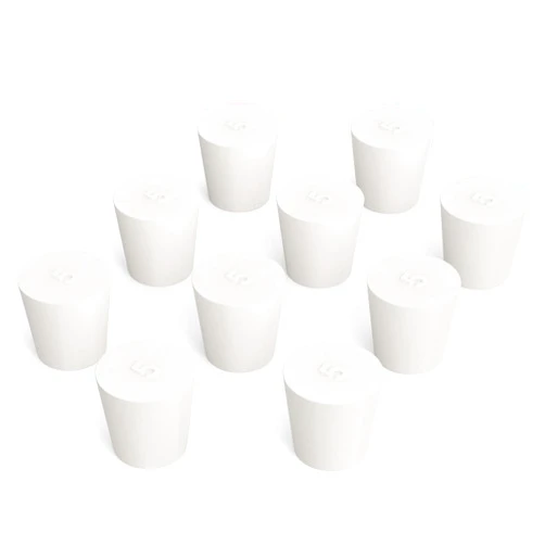 FunChem Solid Rubber Stoppers, (10 Pack) 5# White Tapered Lab Seal Rubber Stopper