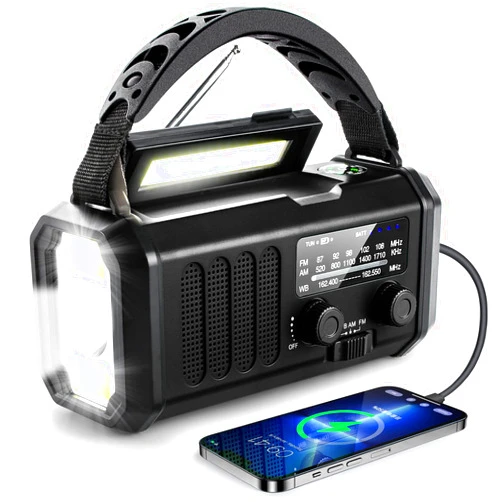 Leaton 10000mAh Solar Radio, Crank Radio, Emergency Radio, NOAA/AM/FM Weather Radio, USB Type-C Charging,Dynamo Radio,Polymer Battery,Torch & LED Reading Light, SOS Alarm,Compass for Camping Black