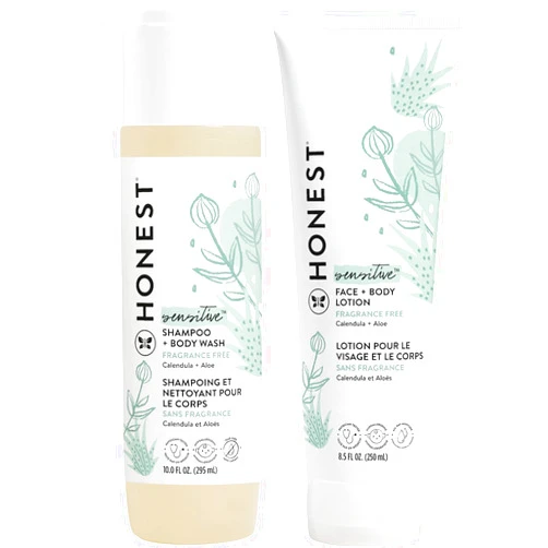 The Honest Company Fragrance Free Bundle for Sensitive Skin | 2-in-1 Cleansing Shampoo + Body Wash and Hydrating Face + Body Lotion | Gentle for Baby + Hypoallergenic | 10 fl oz, 8.5 fl oz