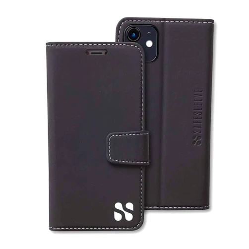 SafeSleeve EMF Protection Anti Radiation iPhone Case: iPhone 12 and iPhone 12 Pro RFID EMF Blocking Wallet Cell Phone Case (Black)