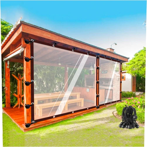 CghhDY Clear Waterproof Tarp Curtains Wind-Proof Thermal Insulated Curtain Transparent Tarpaulin with Eyelets for Patio, Pergola, Porch, Gazebos Customizable (Color : Clear, Size : 12' x 15')