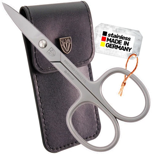 3 Swords Germany - brand quality STAINLESS STEEL INOX CURVED NAIL SCISSORS (1 PIECE) with case for manicure pedicure - nail care by 3 Swords - Made in Germany
