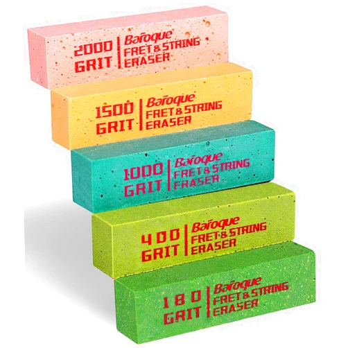 JEISSLIA Baroque Fret Erasers for Guitar, Fret Polishing Cleaner, Frets Polish Tools Kit, Clean Fret Wire/String/Metal, Set of 5 (180& 400& 1000& 1500& 2000 Grit)