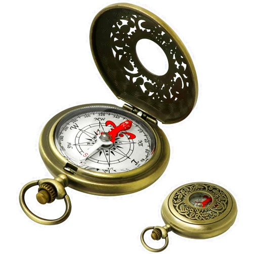 YKQuarnion Antique Brass Compass - Waterproof Survival Compass for Hiking & Camping, Vintage Military Gift with Keychain (Kids & Outdoor)