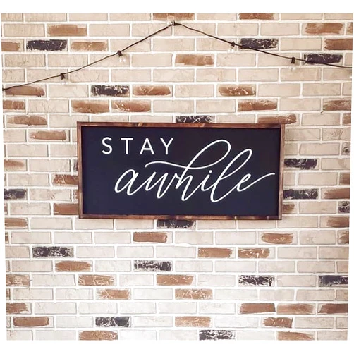 Mulberry Market Designs Stay Awhile, 40x18 Farmhouse Sign, Entryway Sign, Bedroom Sign, Sign for Guest Room, Farmhouse, Signs Wood Signs, Porch Sign, Rustic Wood Framed Sign